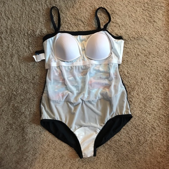 Maxine Blue Pink Black paint spat bathing swimsuit Plus size 16 XL tummy control - Picture 10 of 16